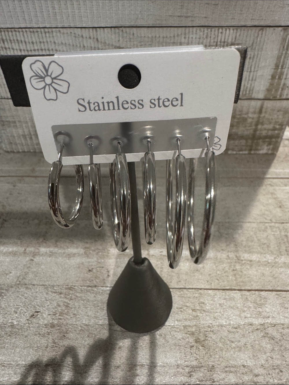 NWT Stainless Steel Hoop Earring Set - Silver Tones